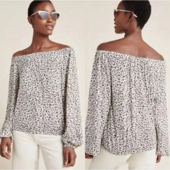 Anthropologie - Cascais On/Off Shoulder Leopard Print Top sz S - Picture 3 of 7